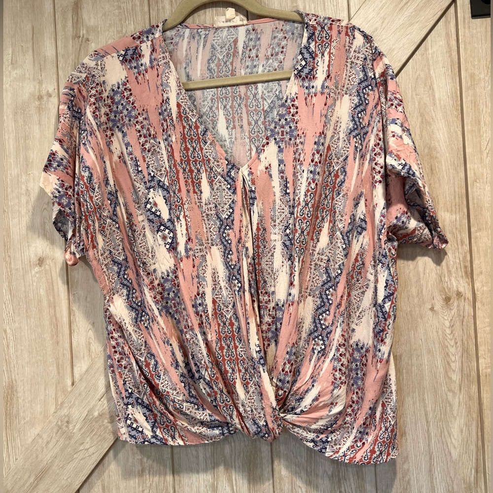 Printed blouse with tie front